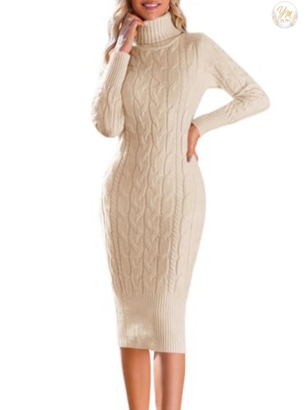 Fangetey Womens Turtleneck Sweater Dress Knit Bodycon Fall Winter Dresses